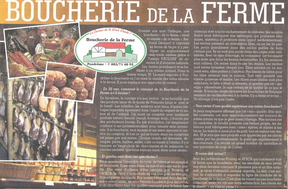 Article de presse sur la Boucherie Léonard